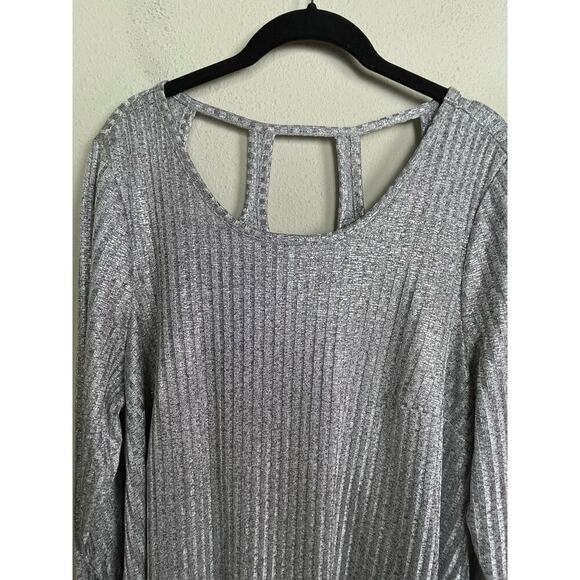 Torrid Silver Metallic Shimmer Ribbed Knit Trapeze‎ Dress Size 2 (18-20) - Picture 4 of 9
